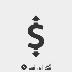 dollar fluctuating icon vector illustration for website and graphic design