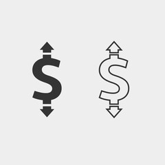 dollar fluctuating icon vector illustration for website and graphic design