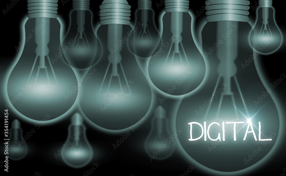 Poster conceptual hand writing showing digital. concept meaning electronic technology that generates stores