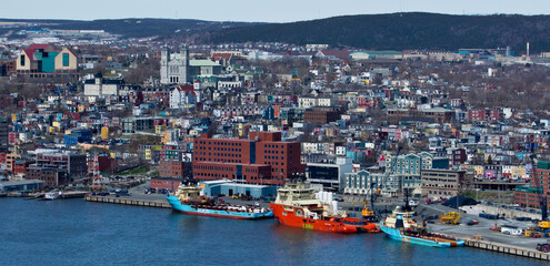 boats in the harbor in Newfoundland