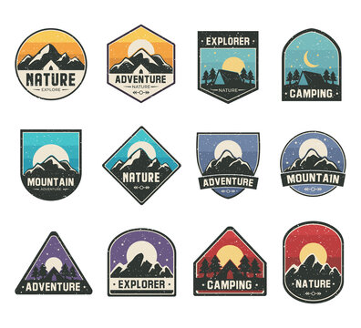 set Color logo for adventure or outdoors activities vector