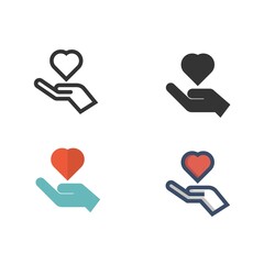 heart in hand icon vector illustration for website and graphic design