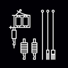 devices for tattoo machine line icons, vector illustration