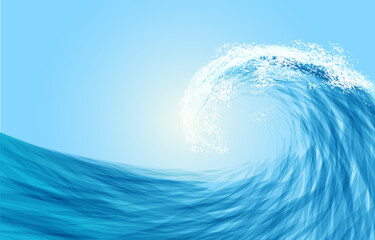 Abstract blue sea wave - obrazy, fototapety, plakaty