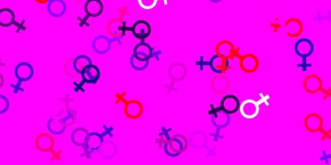 Light Purple, Pink vector pattern with feminism elements.