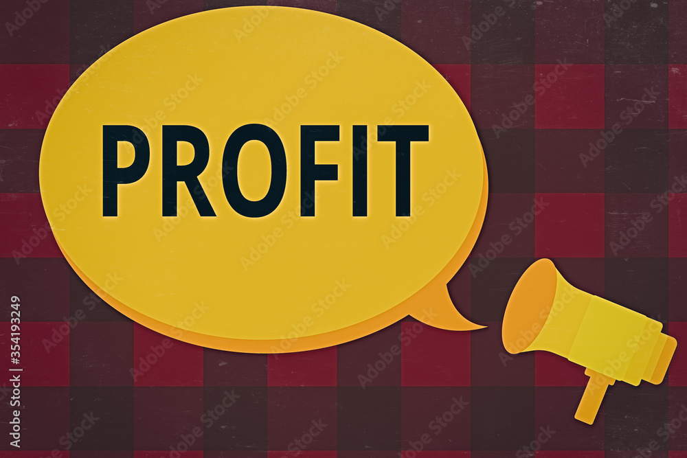 Poster text sign showing profit. business photo text the difference between the amount earned and the amoun