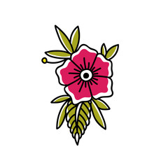flower doodle icon, traditional tattoo illustration