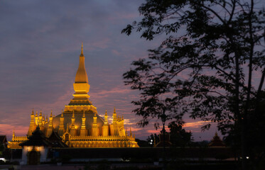 Pha That Luang Vientiane Golden Pagoda in Vientiane, Laos. sky background beautiful.