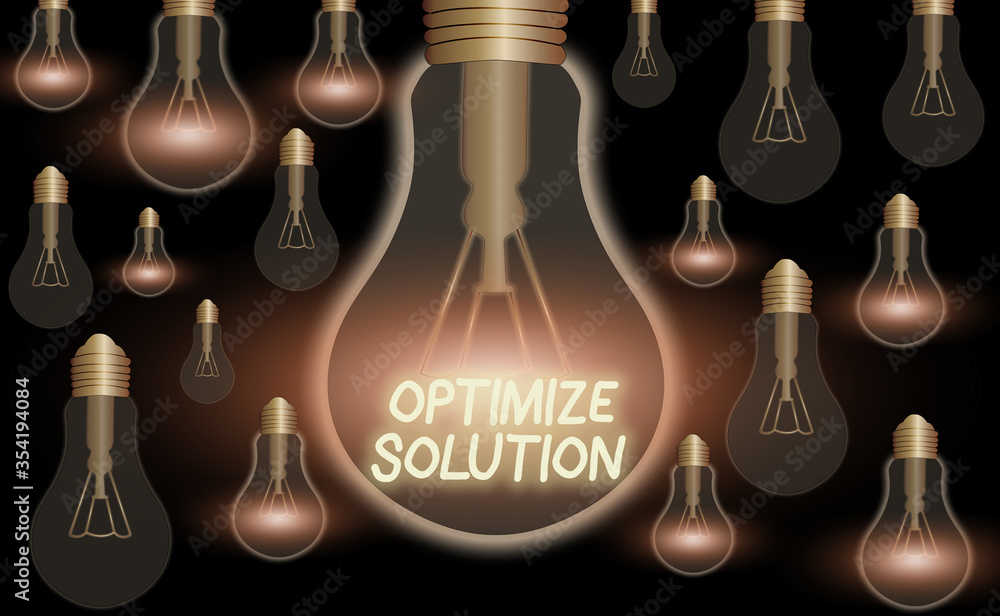 Poster text sign showing optimize solution. business photo text process of finding the greatest value of th