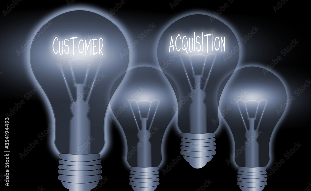 Poster writing note showing customer acquisition. business concept for it refers to gaining new consumers t