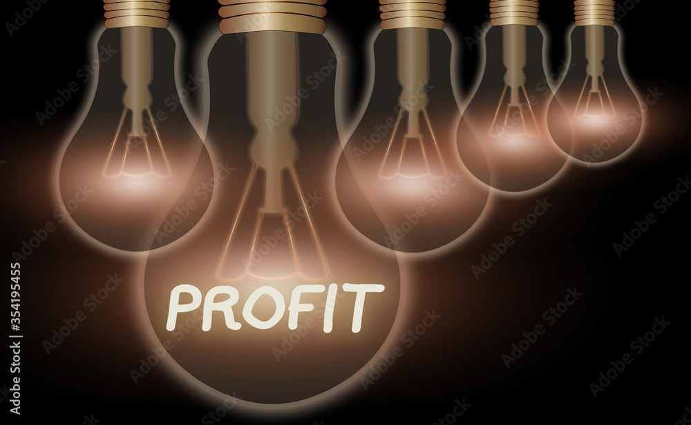 Poster handwriting text profit. conceptual photo the difference between the amount earned and the amount sp
