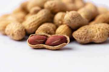 peanut in a shell texture on white background.