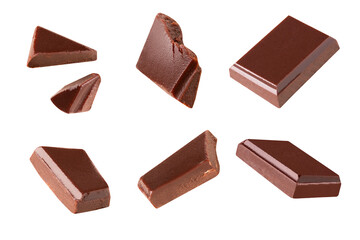 chocolate bar set isolated white background collection .Clipping path.