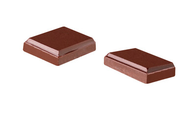 chocolate  flying  pieces in the air on a white background collection .Clipping path.