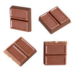 chocolate fly pieces mix isolated  on white background isolated .Image stack Full depth of field macro