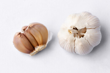 fresh garlic on white background