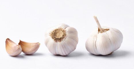 fresh garlic on white background