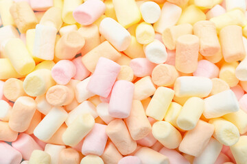 Sweet marshmallows as background, closeup