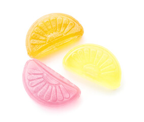 Sweet candies on white background