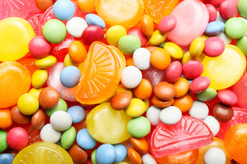 Fototapeta na wymiar Assortment of sweet candies as background