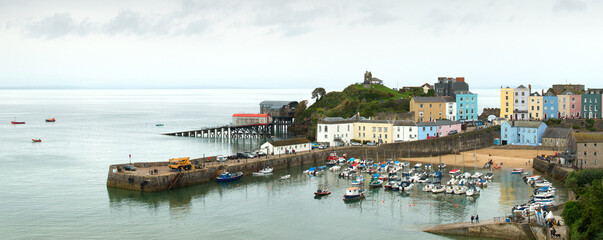 Tenby harbour cloudy sky