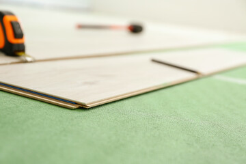 New laminate flooring in room