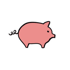 pig doodle icon, vector illustration