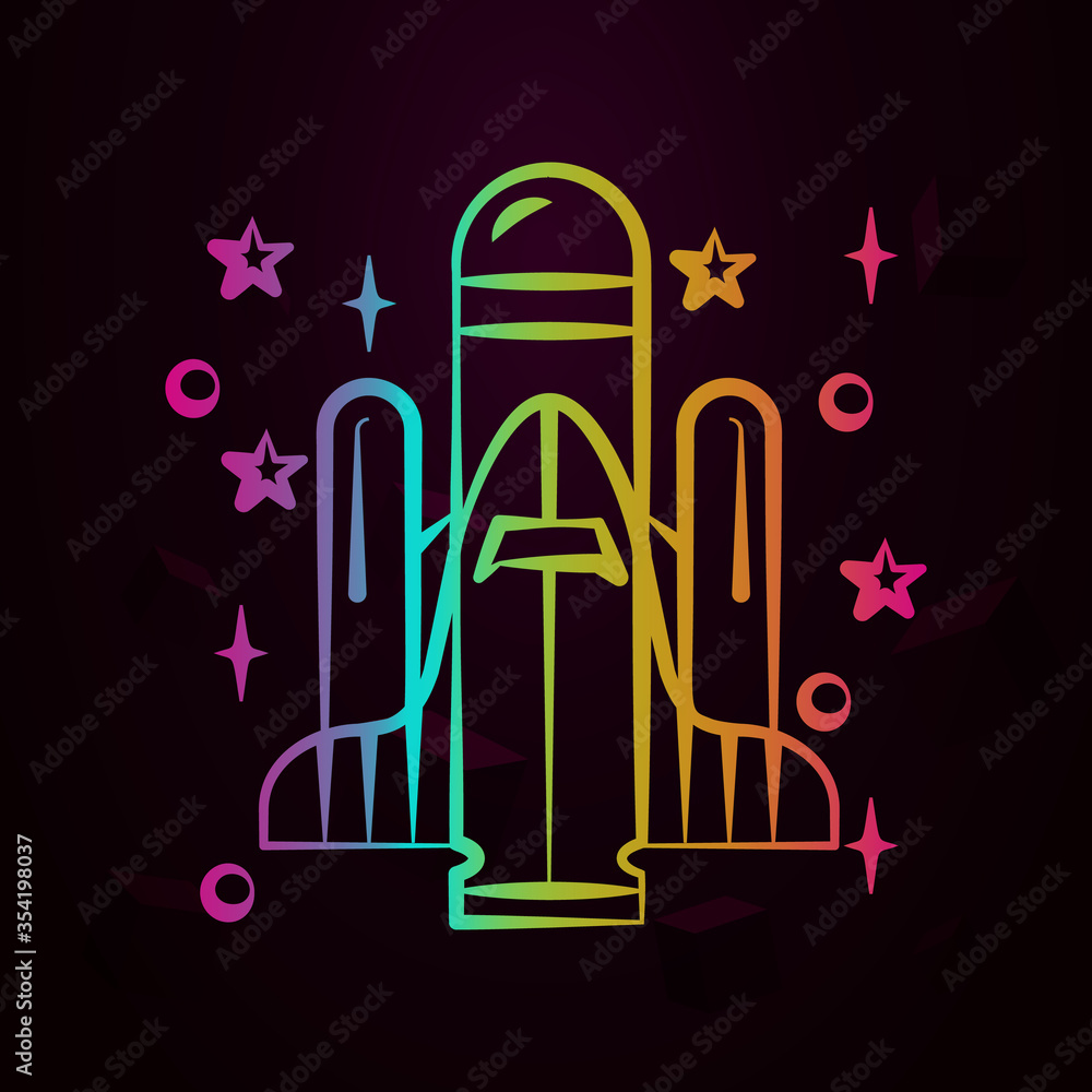 Poster spaceship nolan icon simple thin line, outline vector of space icons for ui and ux, website or mobil