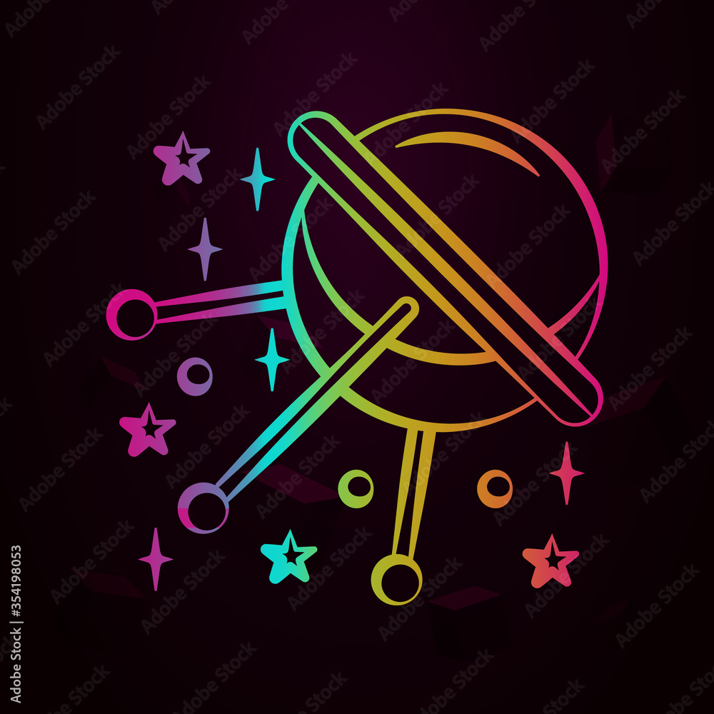 Poster ufo flaying saucer nolan icon simple thin line, outline vector of space icons for ui and ux, website