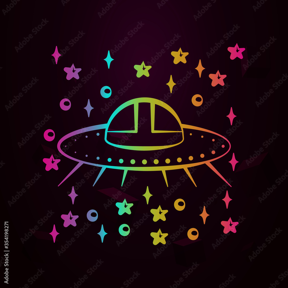 Poster ufo flaying saucer nolan icon simple thin line, outline vector of space icons for ui and ux, website