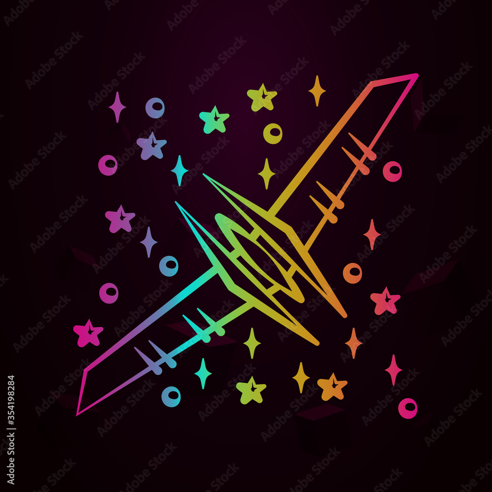Poster spaceship nolan icon simple thin line, outline vector of space icons for ui and ux, website or mobil