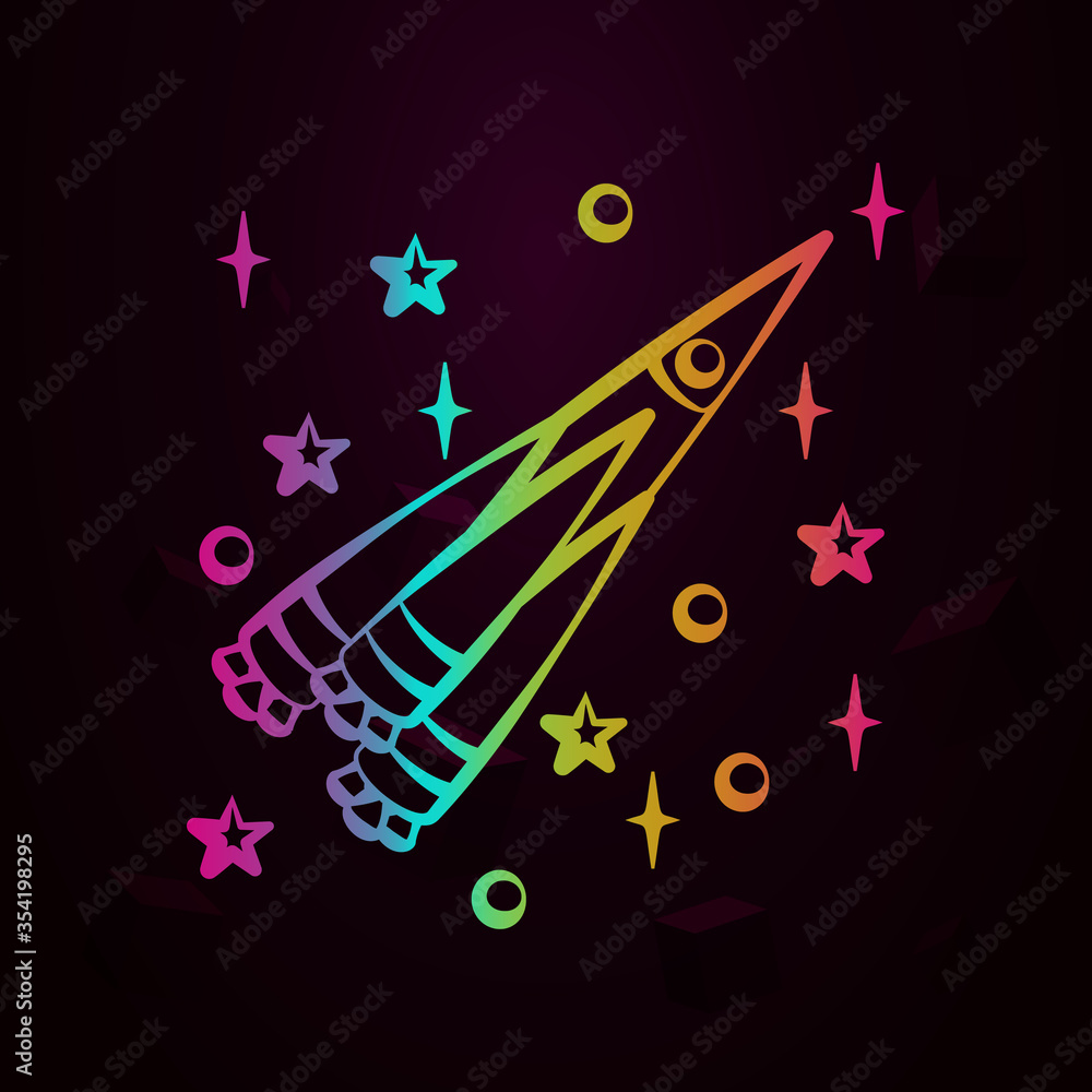 Poster rocket nolan icon simple thin line, outline vector of space icons for ui and ux, website or mobile a
