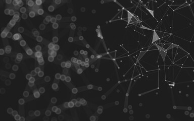Abstract background. Molecules technology with polygonal shapes, connecting dots and lines. Connection structure. Big data visualization.