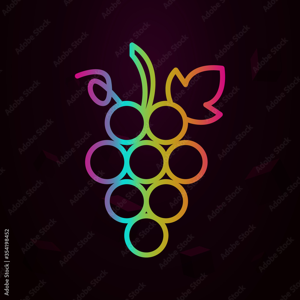 Poster grapes outline nolan icon simple thin line, outline vector of fruit icons for ui and ux, website or 