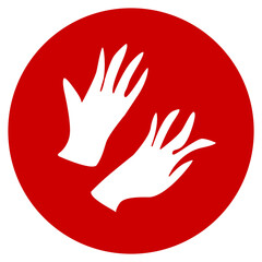 Fototapeta premium Vector medical red icon. Healthcare design. Doodle Protective gloves. Stop covid-19, coronavirus
