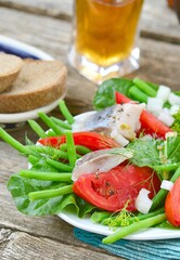 herring  and beans salad.style vintage.