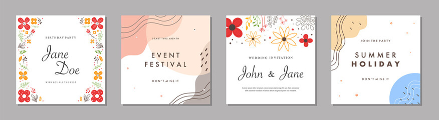 Sale square banner template for social media posts, mobile apps, banners design and web/internet ads. Trendy abstract square template with colorful concept