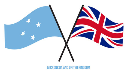 Micronesia and United Kingdom Flags Crossed Flat Style. Official Proportion. Correct Colors