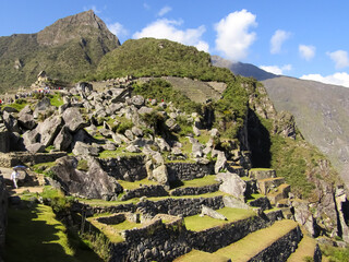 Machu Picchu, Peru. Archaeological ruins of the ancient Andean town, located in the Andes mountain range.