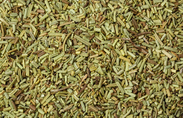 Dry organic Rosemary Leaves top view background or texture