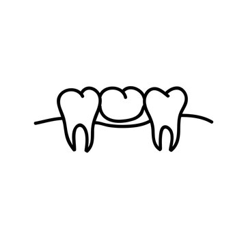 tooth bridge doodle icon, vector illustration