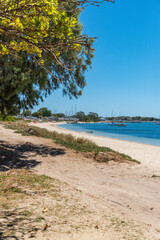 4x4 tracks to the beach and Yachts moored at Mangles Bay Rockingham