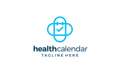 health medical plus sign with calendar check mark logo design concept 