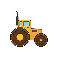 Tractor vector icon symbol harvest tool isolated on white background