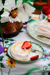 sponge roll with strawberries and cream..style vintage