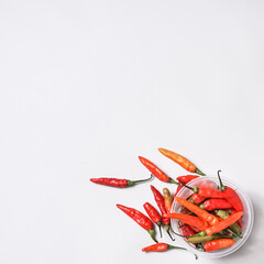 red hot chili pepper in a cup with copy space
