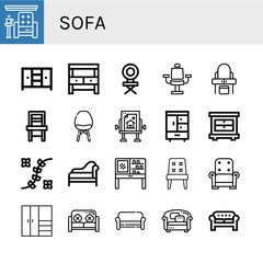 sofa simple icons set