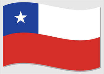 Waving flag of Chile vector graphic. Waving Chilean flag illustration. Chile country flag wavin in the wind is a symbol of freedom and independence.
