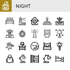 night simple icons set
