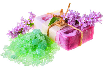 Spa set with handmade soap and bath salt